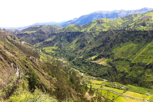 Quilotoa loop view into green valley