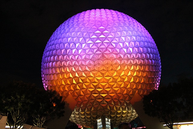 A night view of Epcot Park in Walt Disney World Orlando